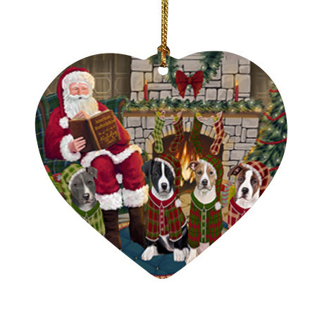 Christmas Cozy Holiday Tails American Staffordshire Terriers Dog Heart Christmas Ornament HPOR55445