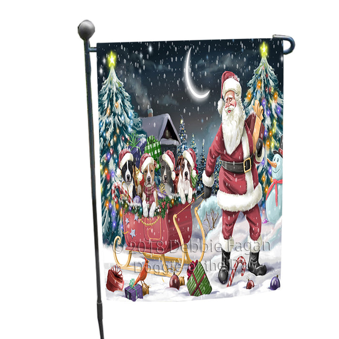 Santa Sled Dogs Christmas Happy Holidays American Staffordshire Terriers Dog Garden Flag GFLG51708