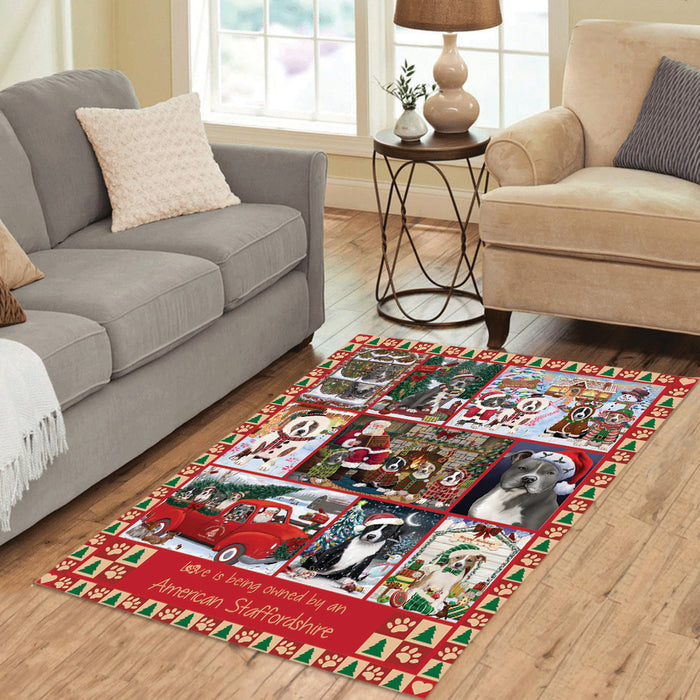 Love is Being Owned Christmas American Staffordshire Terrier Dogs Area Rug