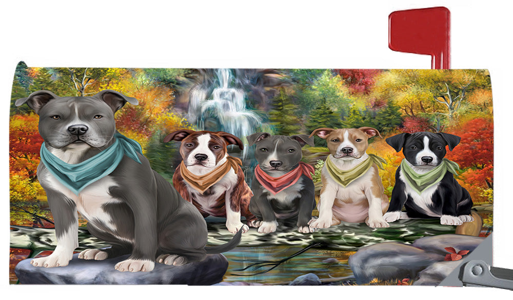 Scenic Waterfall American Staffordshire Terrier Dogs Magnetic Mailbox Cover MBC48697