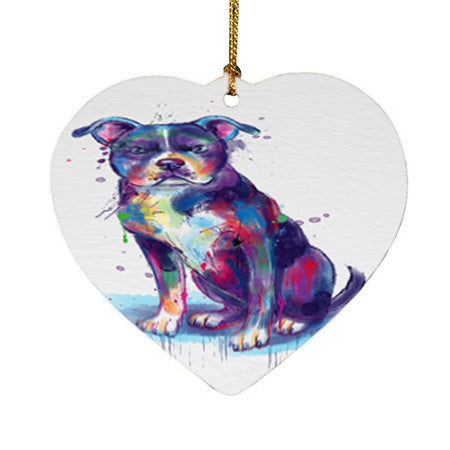 Watercolor American Staffordshire Terrier Dog Heart Christmas Ornament HPOR57363
