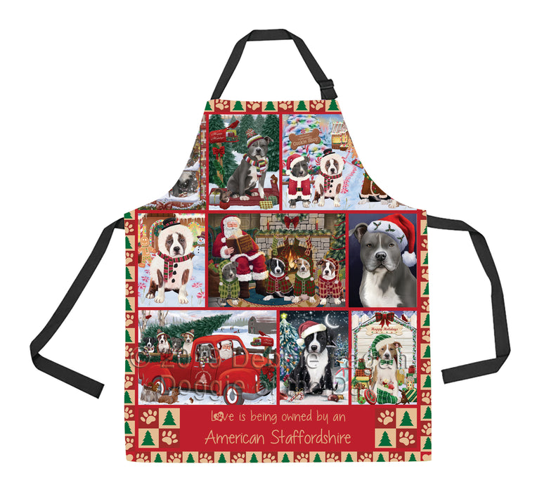 Love is Being Owned Christmas American Staffordshire Terrier Dogs Apron