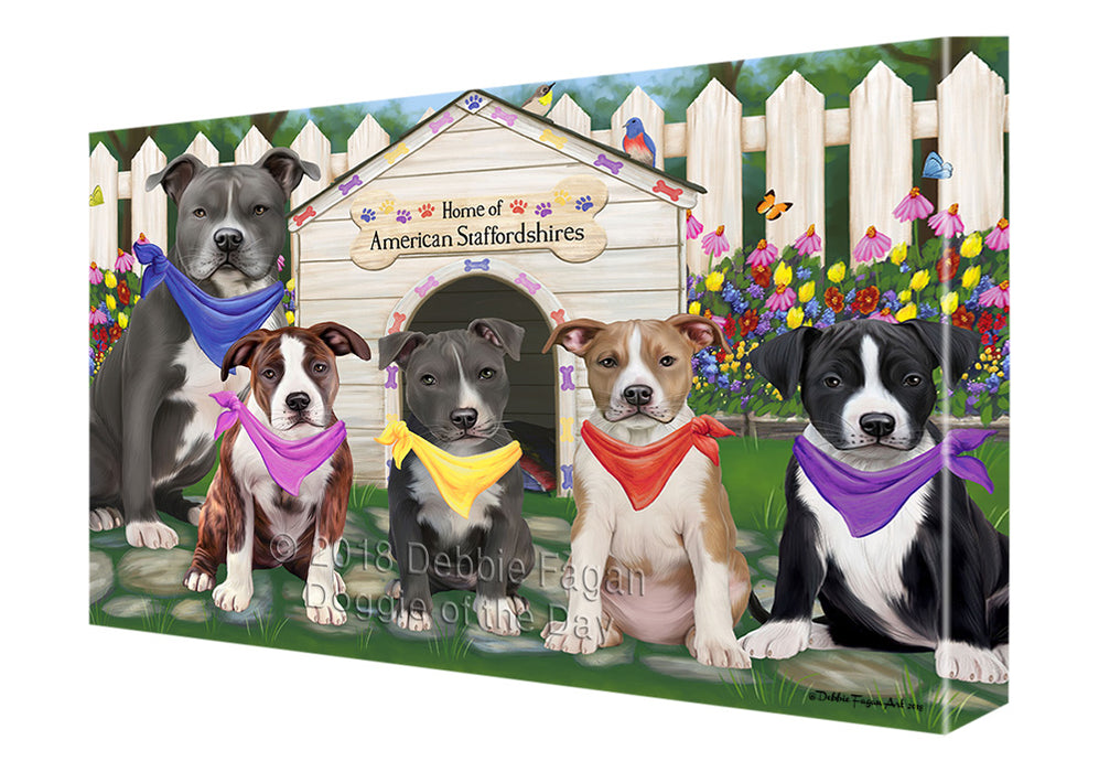 Spring Dog House American Staffordshire Terriers Dog Canvas Print Wall Art Décor CVS86579