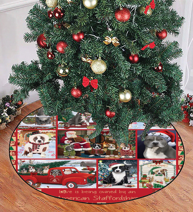Love is Being Owned Christmas American Staffordshire Terrier Dogs Tree Skirt