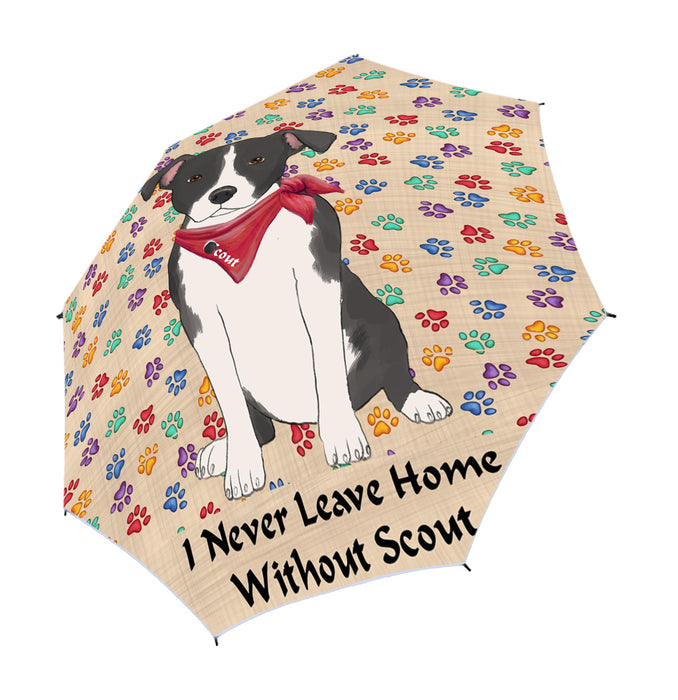 Custom Pet Name Personalized I never Leave Home American Staffordshire Terrier Dog Semi-Automatic Foldable Umbrella