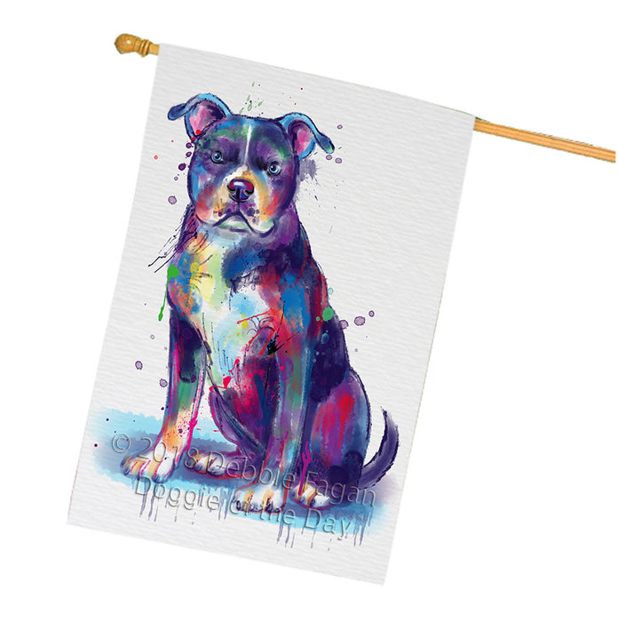 Watercolor American Staffordshire Terrier Dog House Flag FLG65092