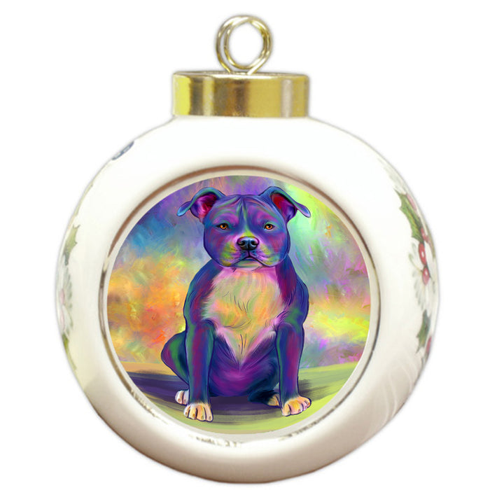 Paradise Wave American Staffordshire Terrier Dog Round Ball Christmas Ornament RBPOR57043