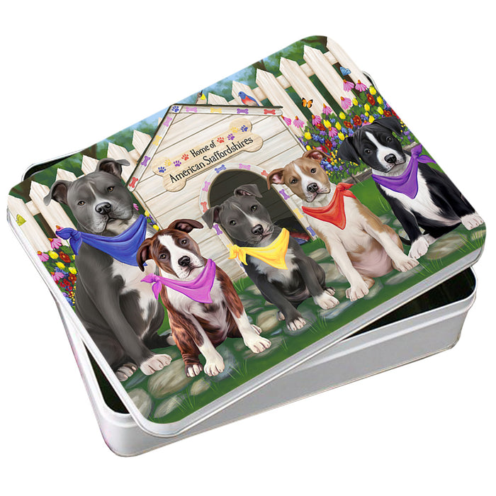 Spring Dog House American Staffordshire Terriers Dog Photo Storage Tin PITN52198
