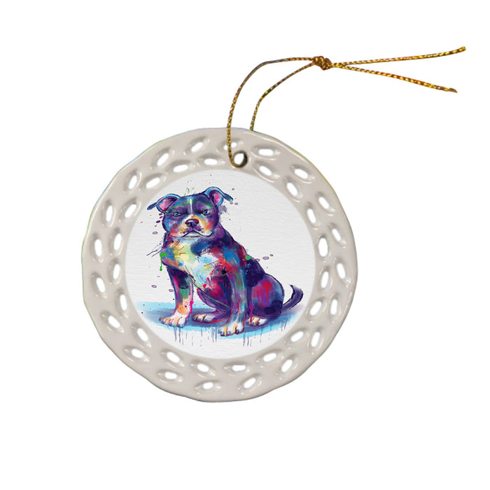 Watercolor American Staffordshire Terrier Dog Ceramic Doily Ornament DPOR57363