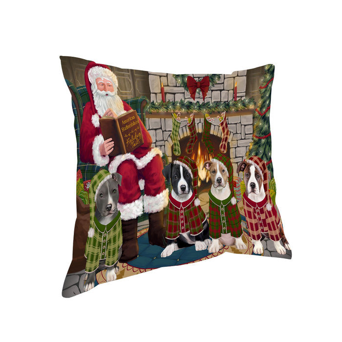 Christmas Cozy Holiday Tails American Staffordshire Terriers Dog Pillow PIL69284