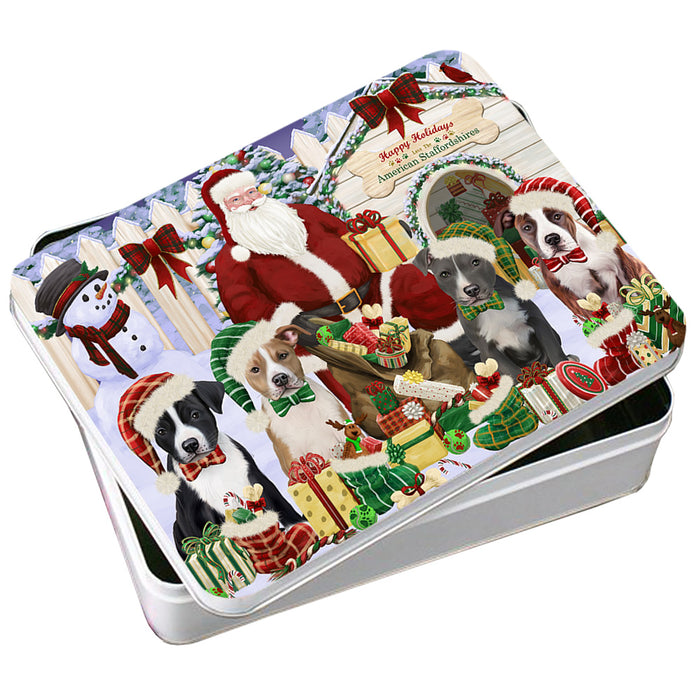 Spring Dog House American Staffordshire Terriers Dog Photo Storage Tin PITN52594