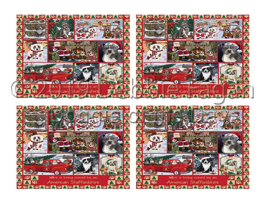 Love is Being Owned Christmas American Staffordshire Terrier Dogs Placemat