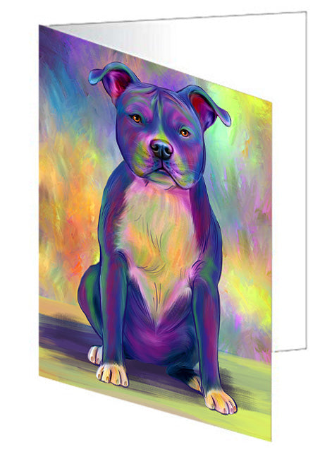 Paradise Wave American Staffordshire Terrier Dog Handmade Artwork Assorted Pets Greeting Cards and Note Cards with Envelopes for All Occasions and Holiday Seasons GCD74576