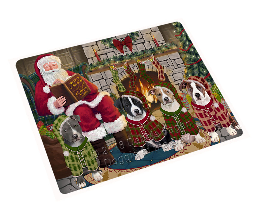 Christmas Cozy Holiday Tails American Staffordshire Terriers Dog Cutting Board C70404