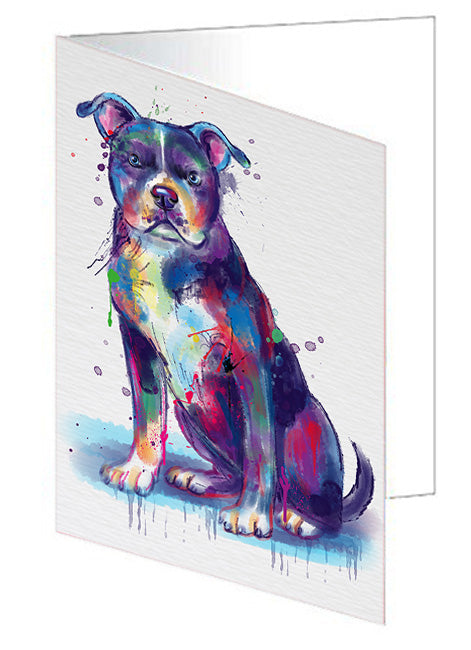 Watercolor American Staffordshire Terrier Dog Handmade Artwork Assorted Pets Greeting Cards and Note Cards with Envelopes for All Occasions and Holiday Seasons GCD76718