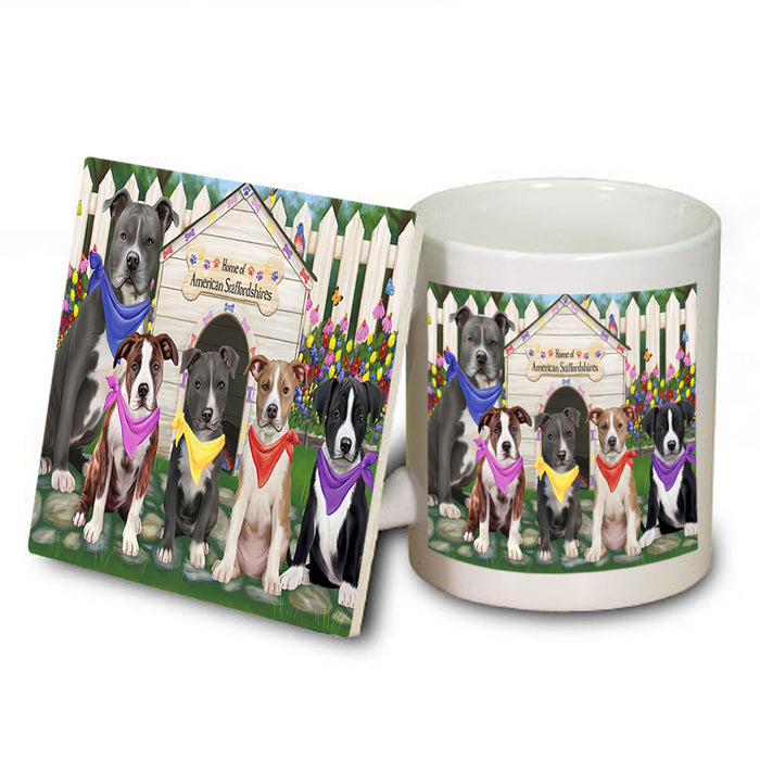 Spring Dog House American Staffordshire Terriers Dog Mug and Coaster Set MUC52138