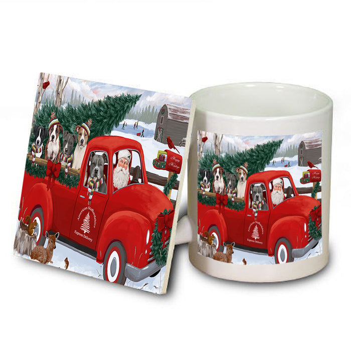 Christmas Santa Express Delivery American Staffordshire Terriers Dog Family Mug and Coaster Set MUC54992