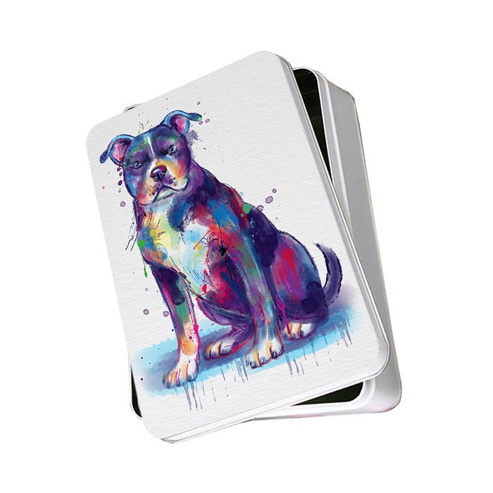 Watercolor American Staffordshire Terrier Dog Photo Storage Tin PITN57011