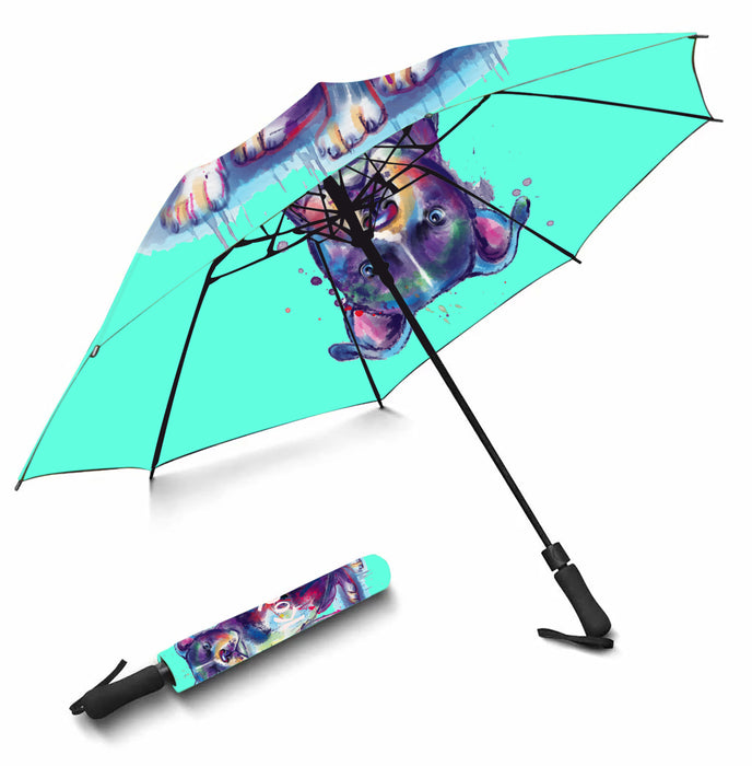 Custom Pet Name Personalized Watercolor American Staffordshire DogSemi-Automatic Foldable Umbrella