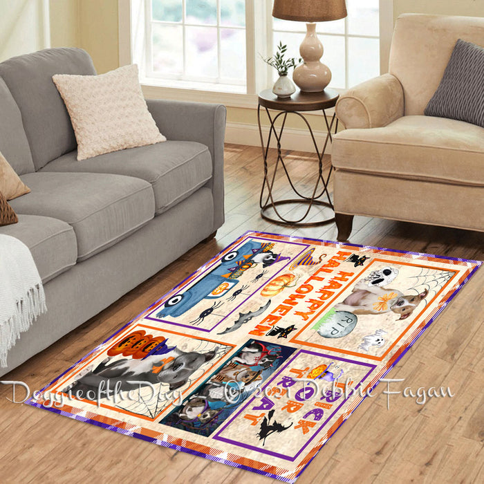 Happy Halloween Trick or Treat American Staffordshire Dogs Polyester Living Room Carpet Area Rug ARUG65375