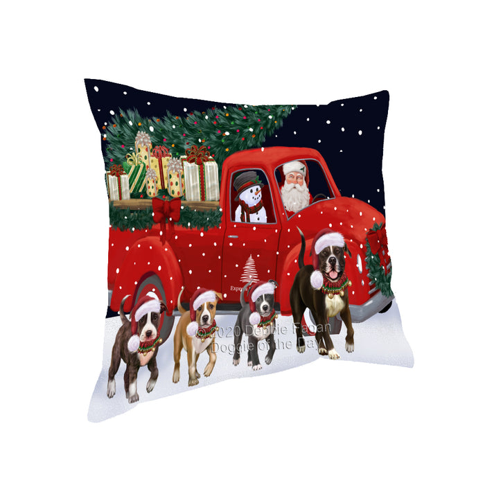Christmas Express Delivery Red Truck Running American Staffordshire Dogs Pillow PIL85964