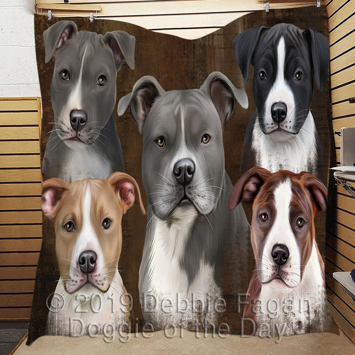 Rustic American Staffordshire Dogs Quilt