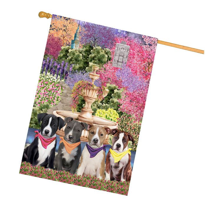 American Staffordshire Dogs House Flag: Explore a Variety of Designs, Weather Resistant, Double-Sided, Custom, Personalized, Home Outdoor Yard Decor for Dog and Pet Lovers