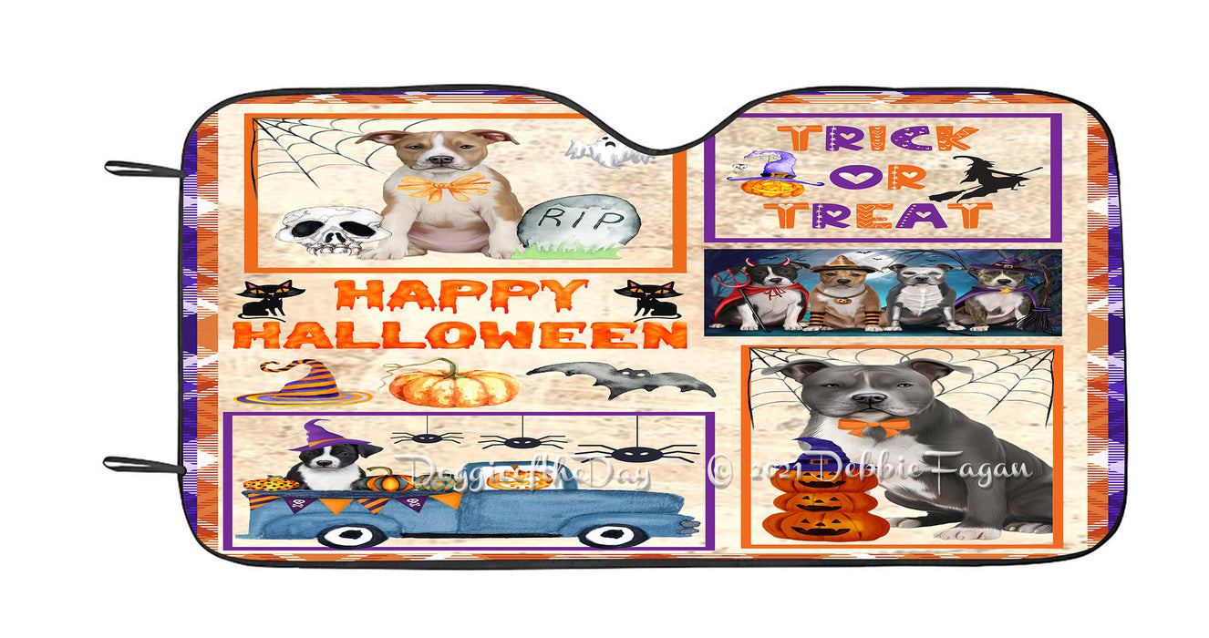 Happy Halloween Trick or Treat American Staffordshire Dogs Car Sun Shade Cover Curtain