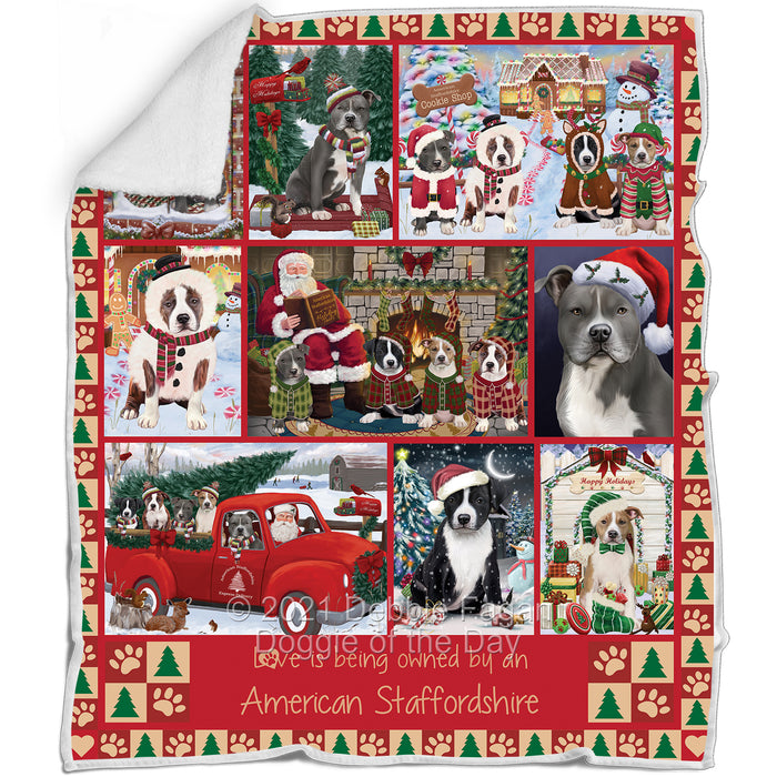 Love is Being Owned Christmas American Staffordshire Terrier Dogs Blanket BLNKT143433