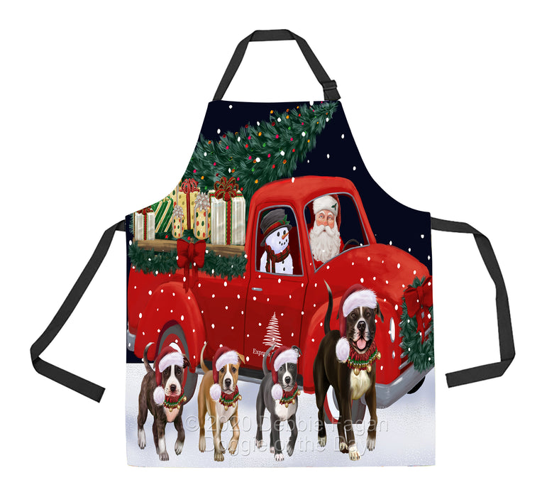 Christmas Express Delivery Red Truck Running American Staffordshire Dogs Apron Apron-48096