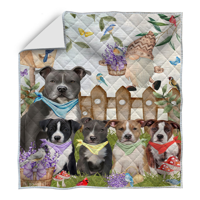 American Staffordshire Terrier Bedspread Quilt, Bedding Coverlet Quilted, Explore a Variety of Designs, Personalized, Custom, Dog Gift for Pet Lovers