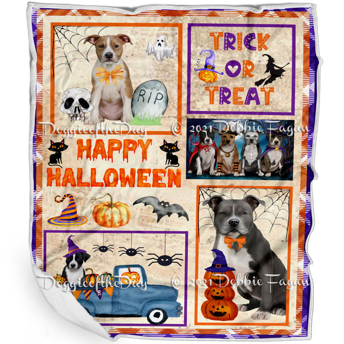 Happy Halloween Trick or Treat American Staffordshire Dogs Blanket BLNKT143707