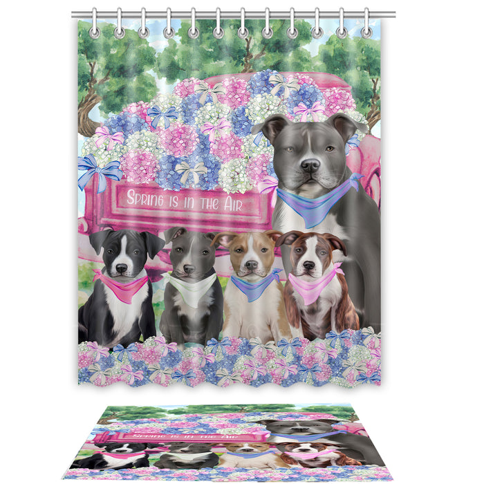 American Staffordshire Terrier Shower Curtain & Bath Mat Set - Explore a Variety of Personalized Designs - Custom Rug and Curtains with hooks for Bathroom Decor - Pet and Dog Lovers Gift