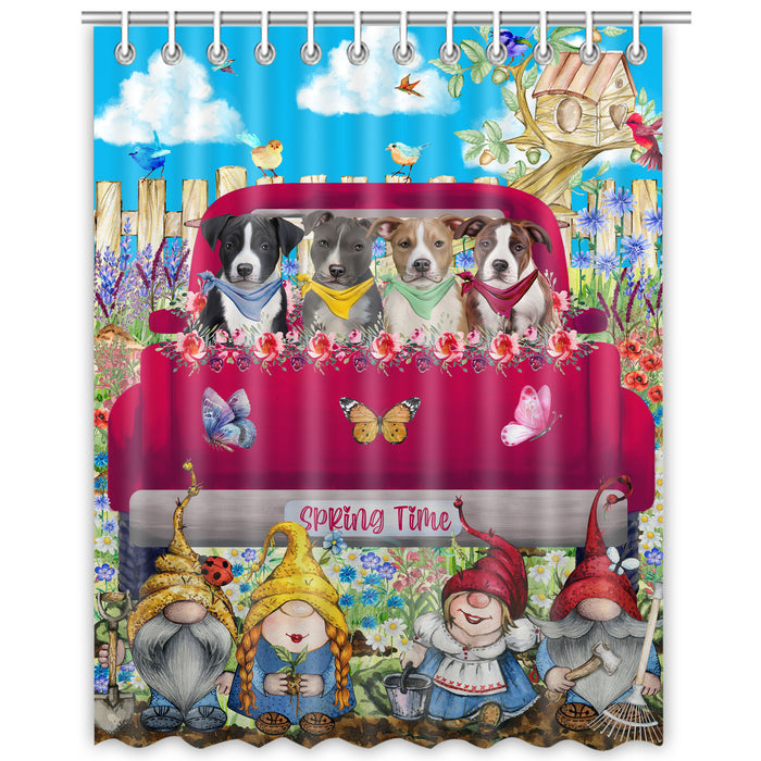 American Staffordshire Terrier Shower Curtain, Custom Bathtub Curtains with Hooks for Bathroom, Explore a Variety of Designs, Personalized, Gift for Pet and Dog Lovers