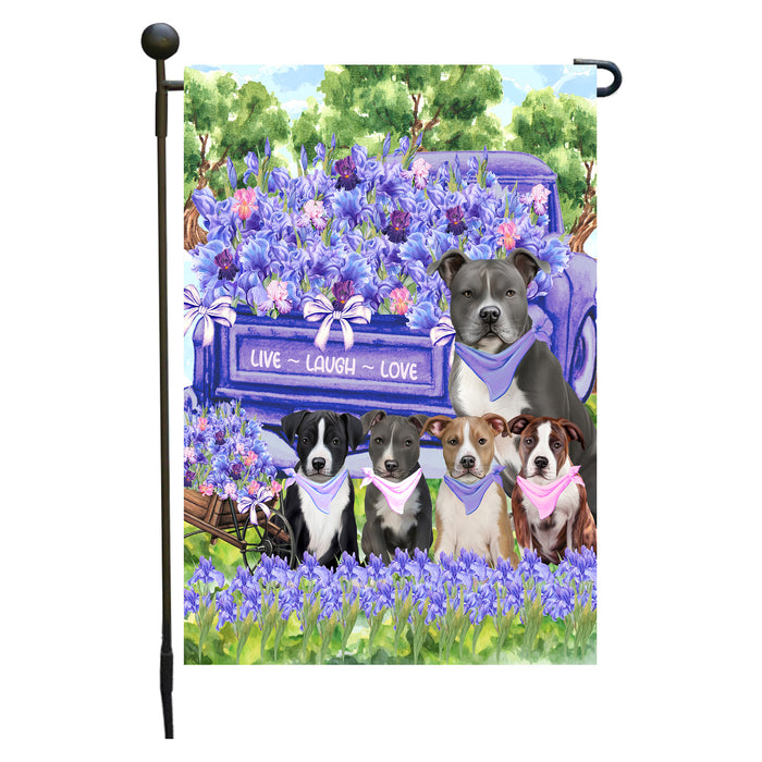American Staffordshire Terrier Dogs Garden Flag for Dog and Pet Lovers, Explore a Variety of Designs, Custom, Personalized, Weather Resistant, Double-Sided, Outdoor Garden Yard Decoration