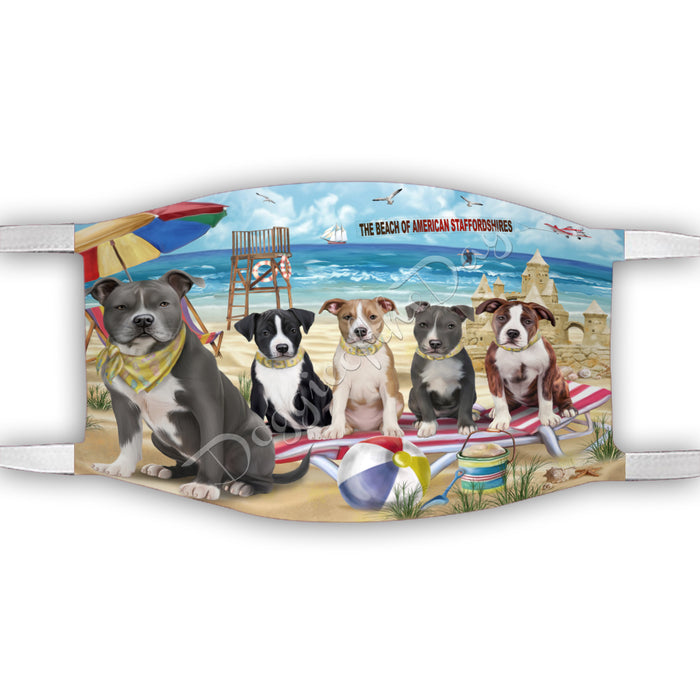 Pet Friendly Beach American Staffordshire Dogs Face Mask FM49064