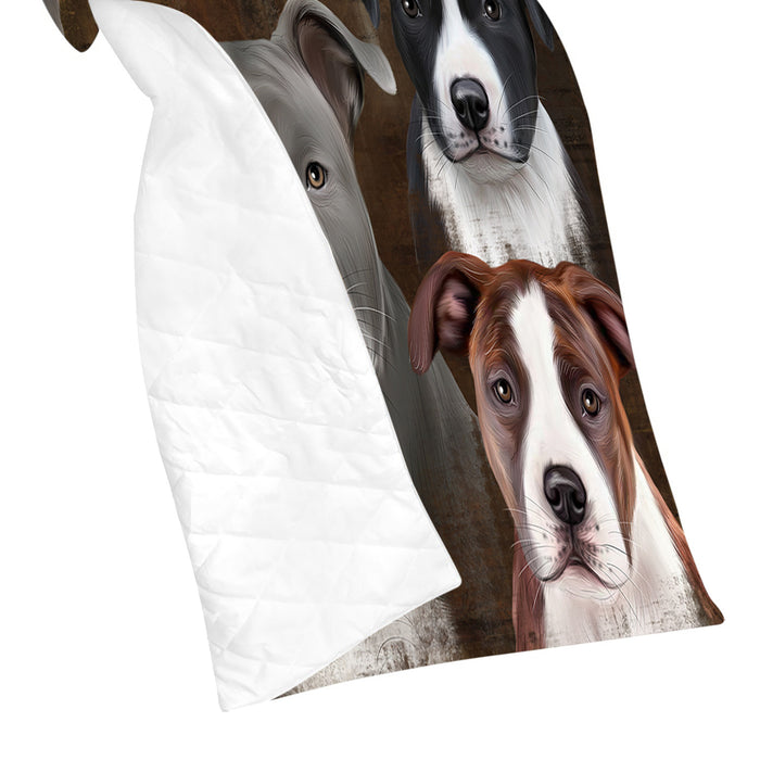 Rustic American Staffordshire Dogs Quilt