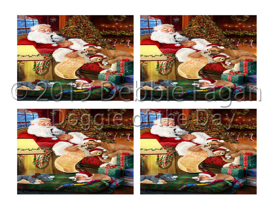 Santa Sleeping with American Staffordshire Dogs Placemat