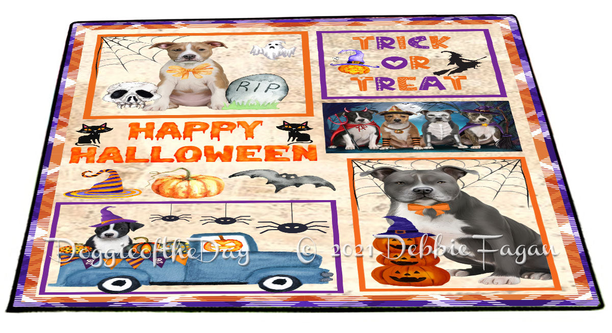 Happy Halloween Trick or Treat American Staffordshire Dogs Indoor/Outdoor Welcome Floormat - Premium Quality Washable Anti-Slip Doormat Rug FLMS57973