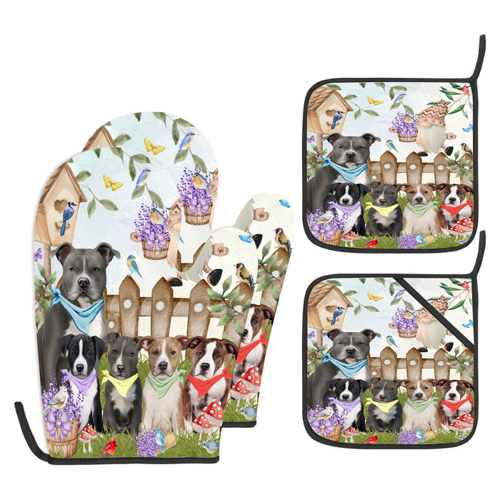 American Staffordshire Terrier Oven Mitts and Pot Holder Set, Kitchen Gloves for Cooking with Potholders, Explore a Variety of Custom Designs, Personalized, Pet & Dog Gifts