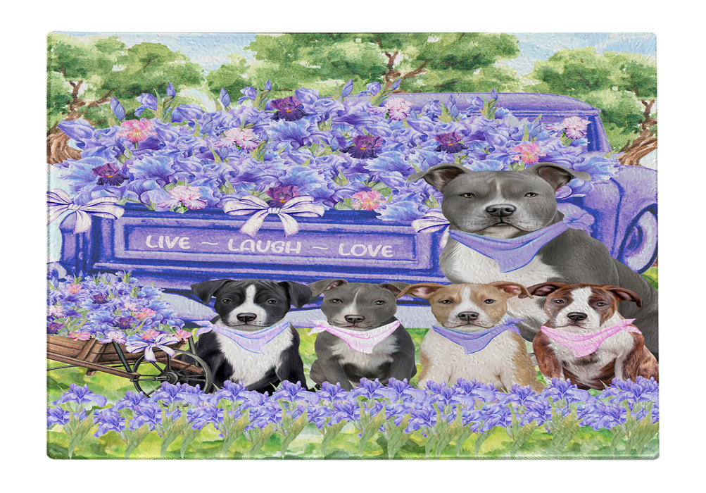American Staffordshire Terrier Tempered Glass Cutting Board: Explore a Variety of Custom Designs, Personalized, Scratch and Stain Resistant Boards for Kitchen, Gift for Dog and Pet Lovers