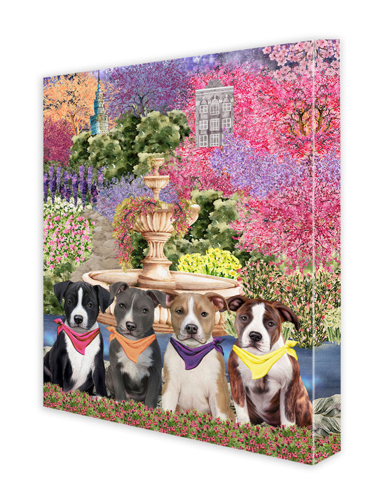 American Staffordshire Terrier Dogs Canvas: Explore a Variety of Personalized Designs, Custom, Digital Art Wall Painting, Ready to Hang Room Decor, Gift for Pet Lovers