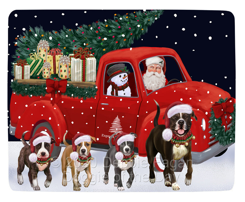 Christmas Express Delivery Red Truck Running American Staffordshire Dogs Blanket BLNKT141668