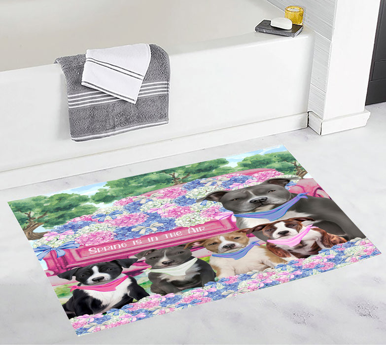 American Staffordshire Terrier Custom Bath Mat, Explore a Variety of Personalized Designs, Anti-Slip Bathroom Pet Rug Mats, Dog Lover's Gifts
