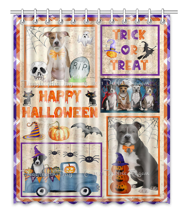 Happy Halloween Trick or Treat American Staffordshire Dogs Shower Curtain Bathroom Accessories Decor Bath Tub Screens