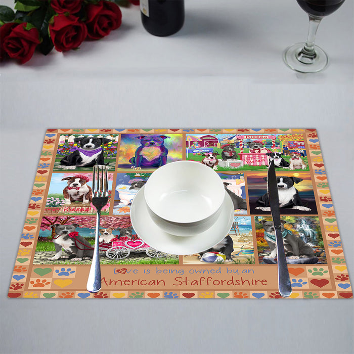 Love is Being Owned American Staffordshire Terrier Dog Beige Placemat
