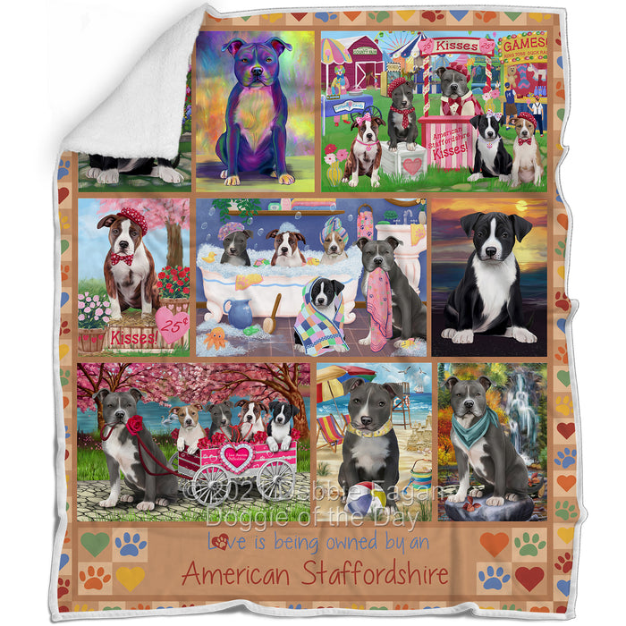 Love is Being Owned American Staffordshire Terrier Dog Beige Blanket BLNKT136866