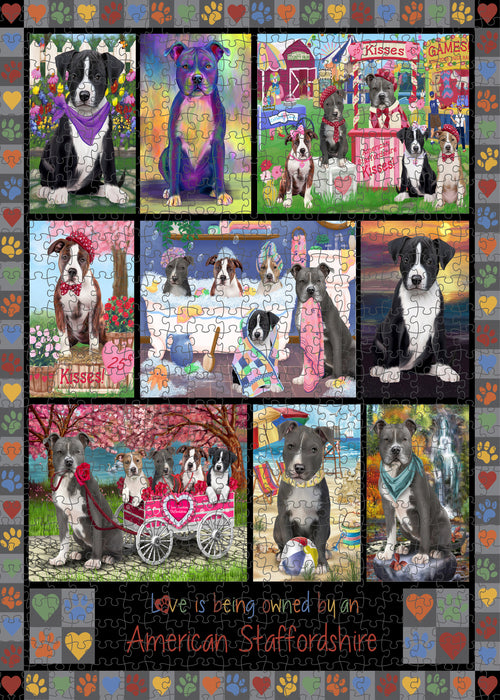 Love is Being Owned American Staffordshire Terrier Dog Grey Puzzle with Photo Tin PUZL98184