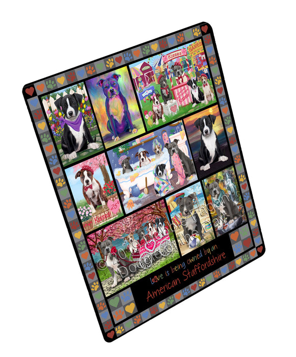 Love is Being Owned American Staffordshire Terrier Dog Grey Small Magnet MAG76352