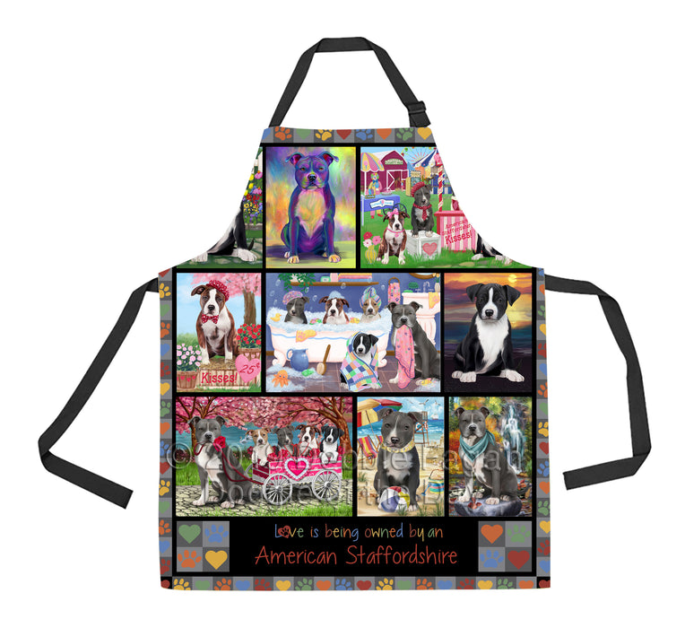 Love is Being Owned American Staffordshire Terrier Dog Grey Apron